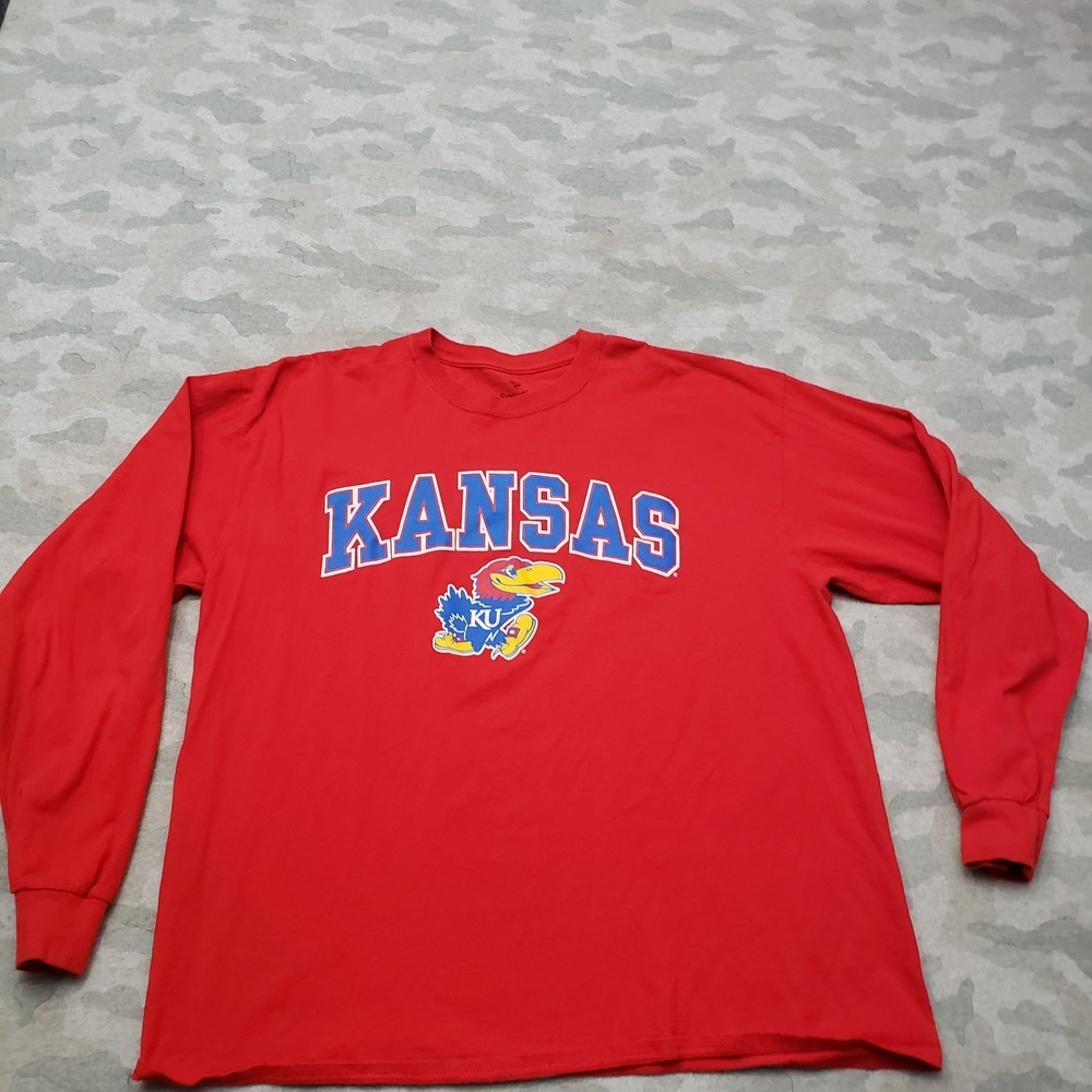 Kansas Jayhawks Shirt Mens XL Red Fanatics Long Sleeve